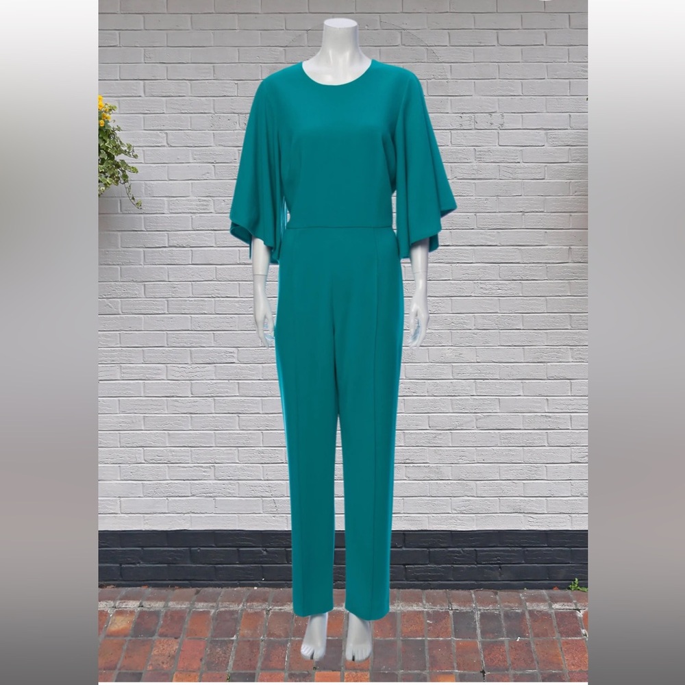 Black Halo Scoop Neck Jewel Green Jumpsuit
